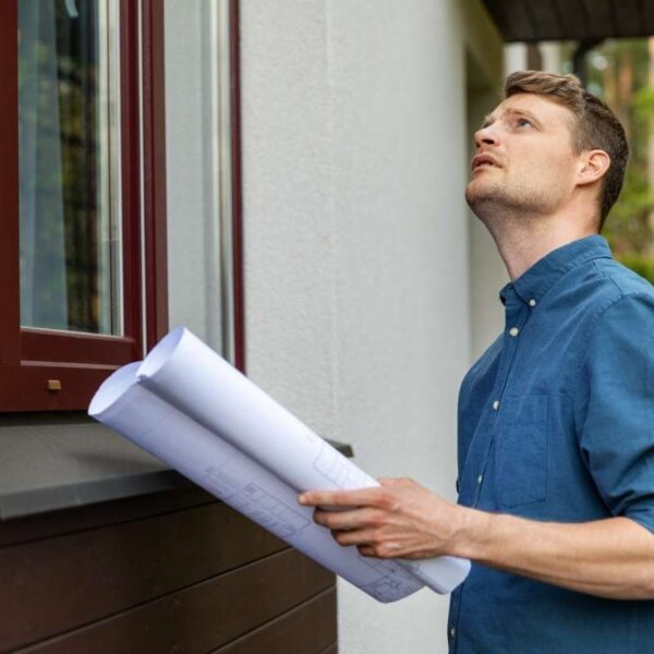 An appraiser doing a property inspection for home refinancing